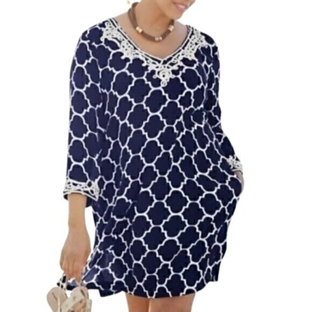 [Land's End] V-Neck Dress with Pockets - Size M